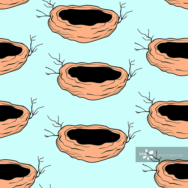 春季无缝图案，鸟巢里有蛋图片素材