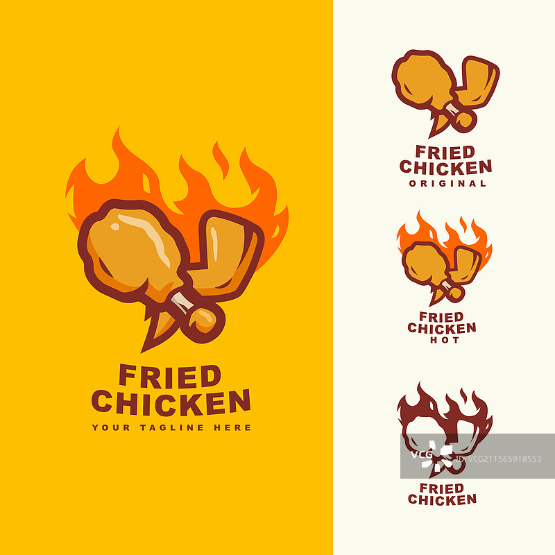 乡村风格的火焰鸡腿和鸡翅标志图片素材