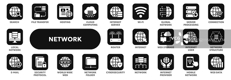 计算机网络技术的实心图标图片素材