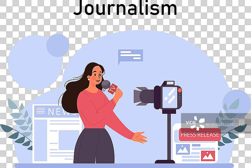 电视记者宣布新闻时的情景图片素材