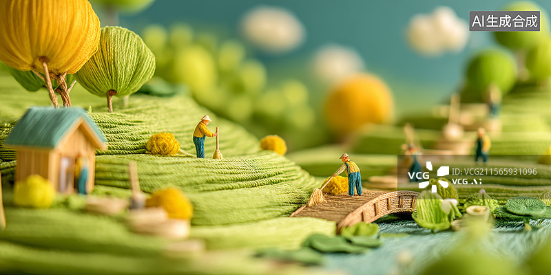 【AI数字艺术】二十四节气之立夏微缩小人移轴摄影图片素材