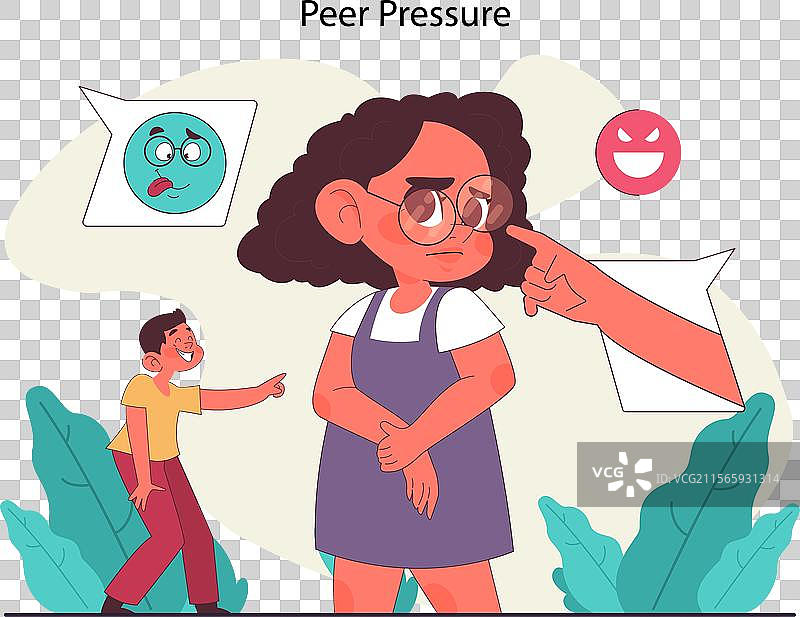 同龄人压力概念，年轻女孩被指指点点图片素材
