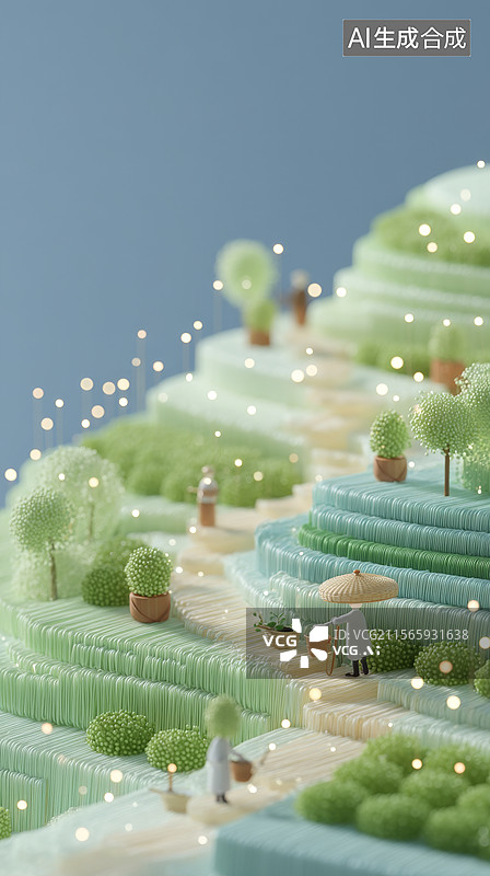 【AI数字艺术】微缩摄影二十四节气之夏至清新海报图片素材