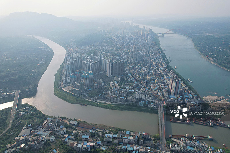 航拍泸州合江县三江交汇图片素材