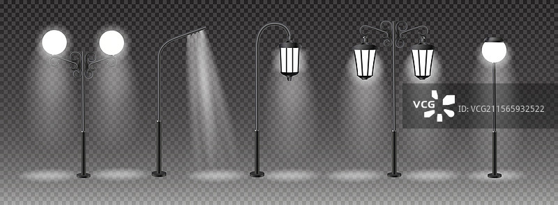 现代与复古的3D城市街灯图片素材