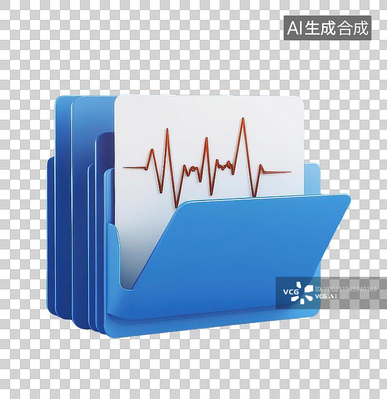 【AI数字艺术】3D三维医疗主题心电图医疗检查表病例文件夹元素图片素材