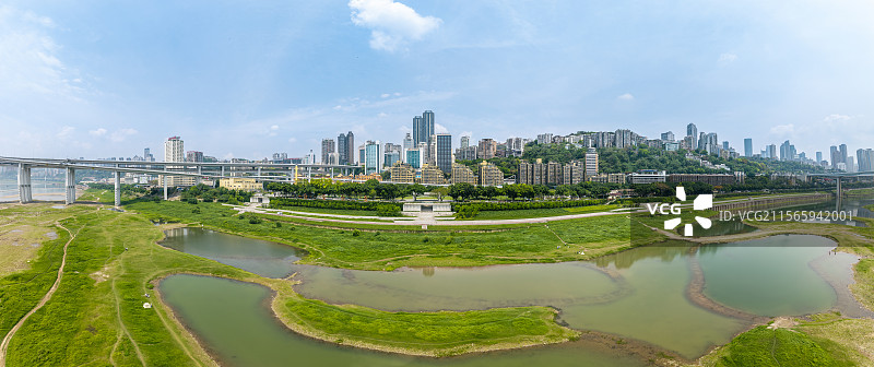 重庆珊瑚坝长江滩涂全景风光航拍图片素材