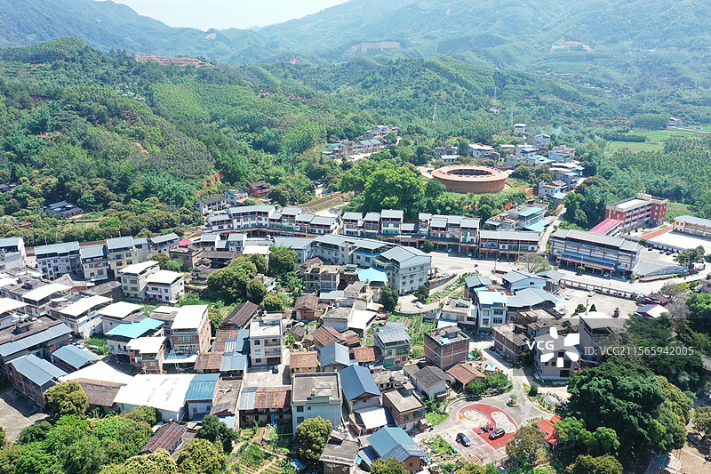 福建土楼华安新圩古渡九龙江风景图片素材
