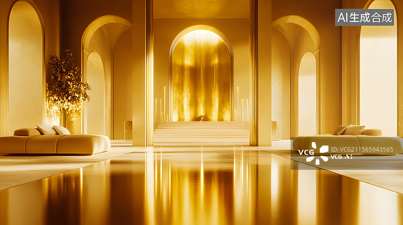 【AI数字艺术】金色华丽宫殿图片素材