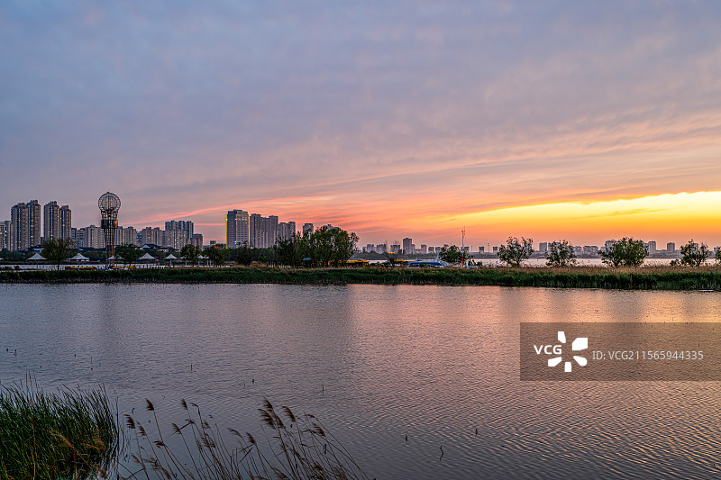河北省衡水 衡水湖 日落 冀州 碧水湾 码头 城市风光图片素材