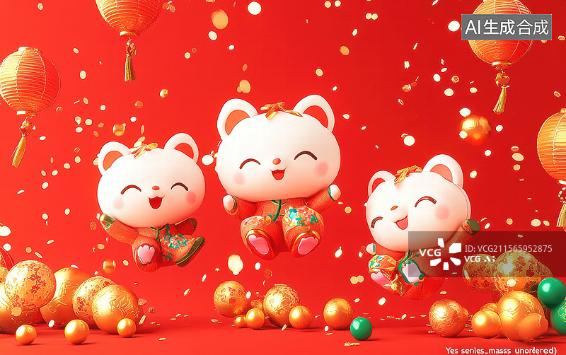 【AI数字艺术】彩色气球欢乐场景图片素材