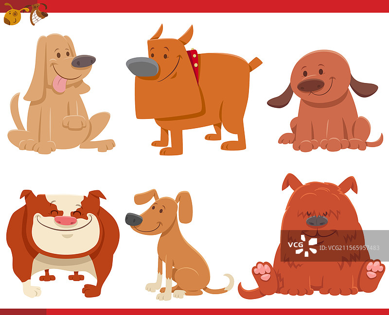 搞笑的卡通狗和小狗漫画角色图片素材