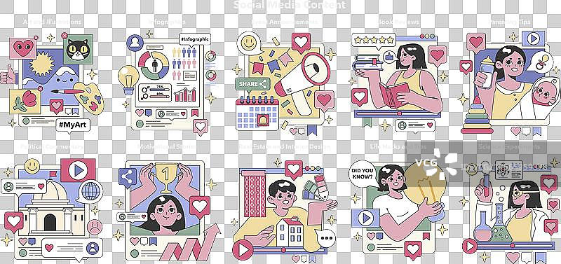 社交媒体内容集平面设计图片素材