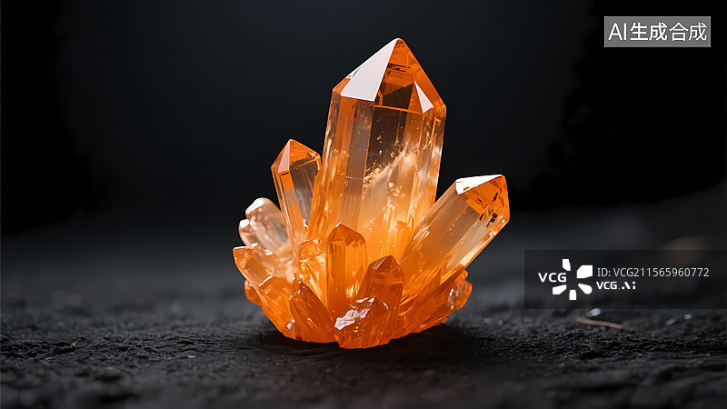 【AI数字艺术】橙色水晶体石英石图片素材