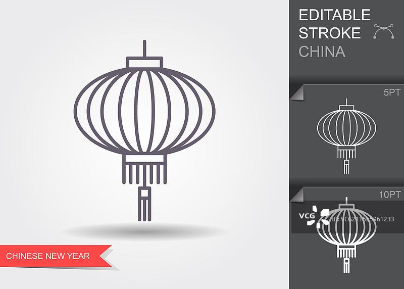 传统中国纸灯笼线条图标图片素材
