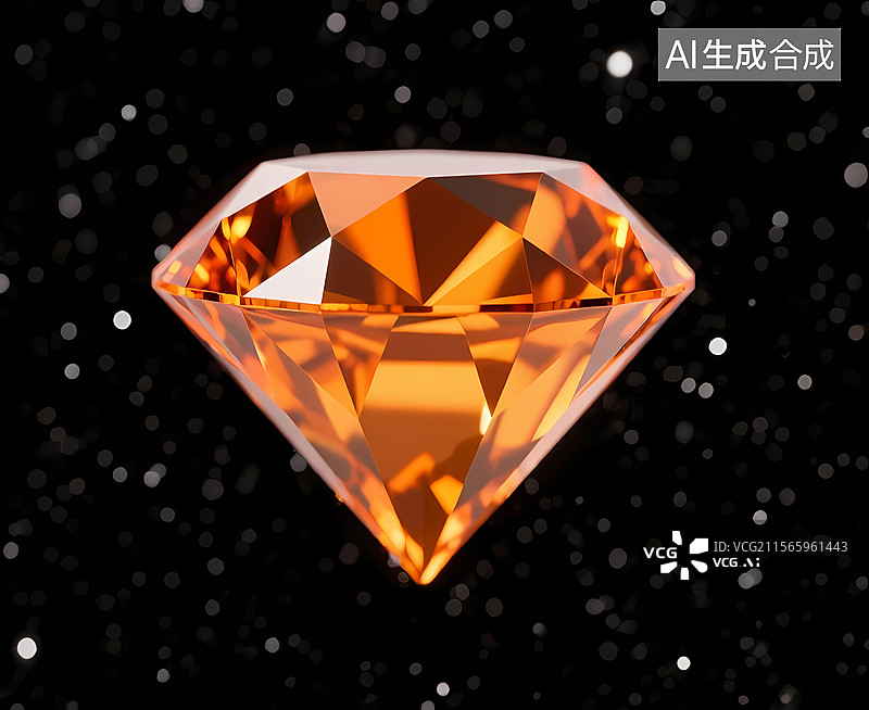 【AI数字艺术】橙色钻石闪耀图片素材