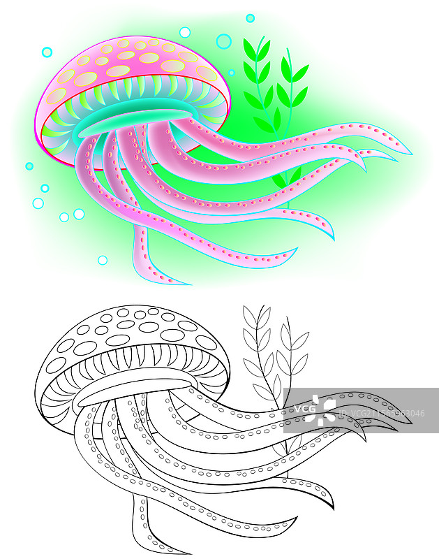 彩色和黑白图案供上色使用图片素材