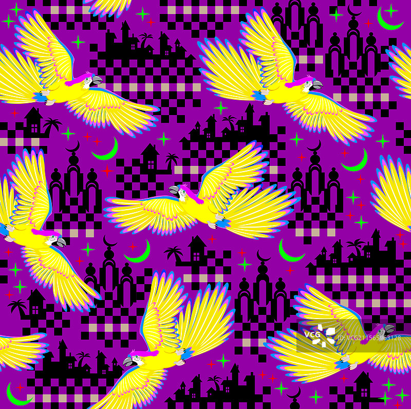 无缝图案装饰，飞翔的鹦鹉图片素材