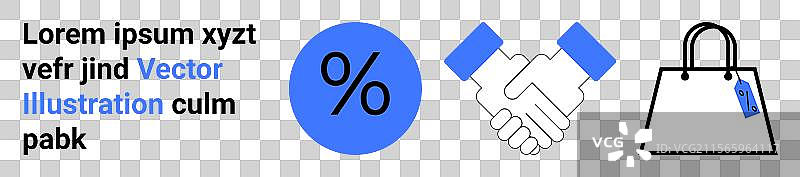 折扣优惠与握手和购物袋图片素材