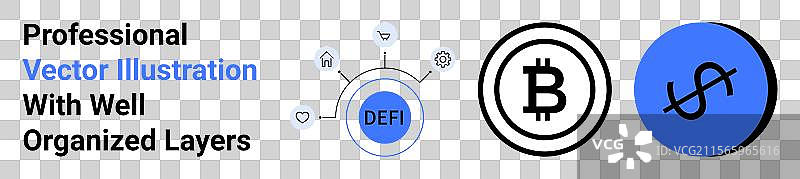 去中心化金融概念与比特币美元图片素材