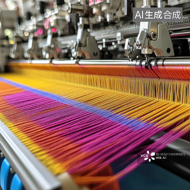 【AI数字艺术】纺织机上的彩色织线图片素材