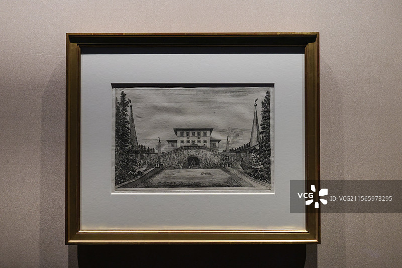 故宫博物院乐林泉中外园林文化展庄园南立面与大草坪，普拉特里诺庄园图景集图片素材