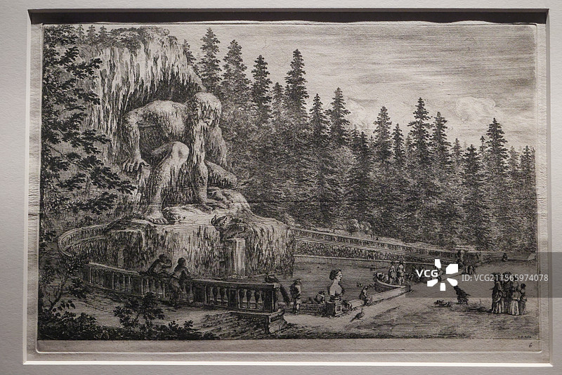 故宫博物院乐林泉中外园林文化展亚平宁山巨像，选自《普拉特里诺庄园图景集》图片素材