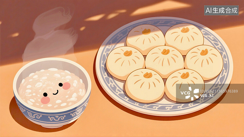【AI数字艺术】包子稀饭图片素材
