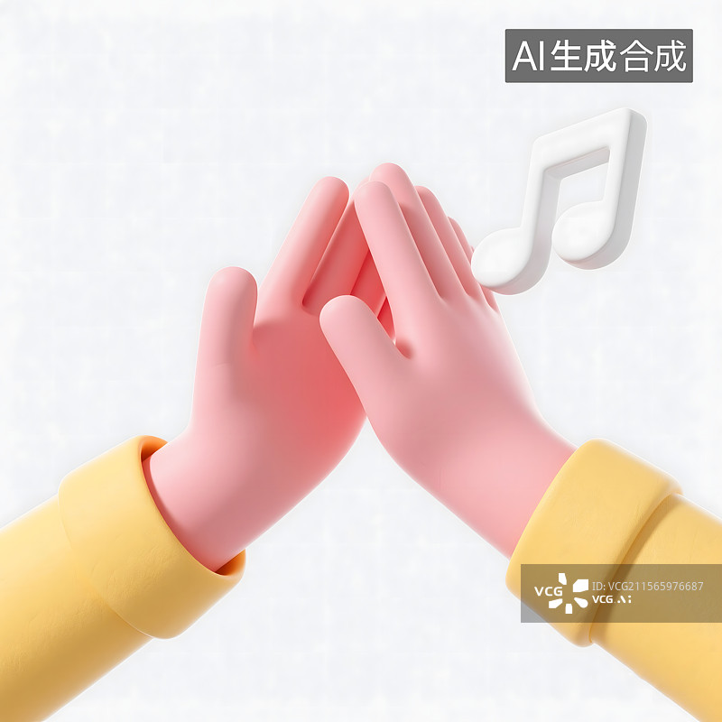 【AI数字艺术】双手拍击的3d手势图片素材