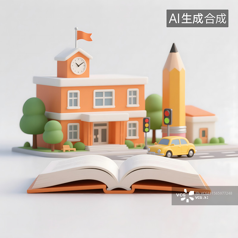 【AI数字艺术】3d学校校园场景图片素材