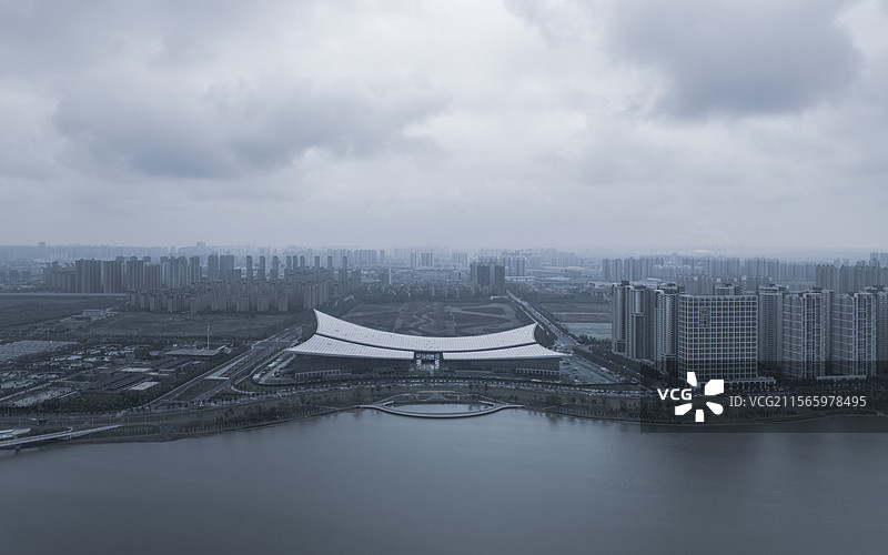西安长安书院阴雨天图片素材