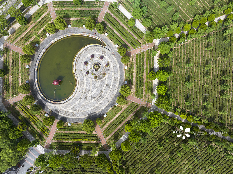 襄阳谷城五山玉皇剑茶园景区旅游建筑风光自然风景图片素材