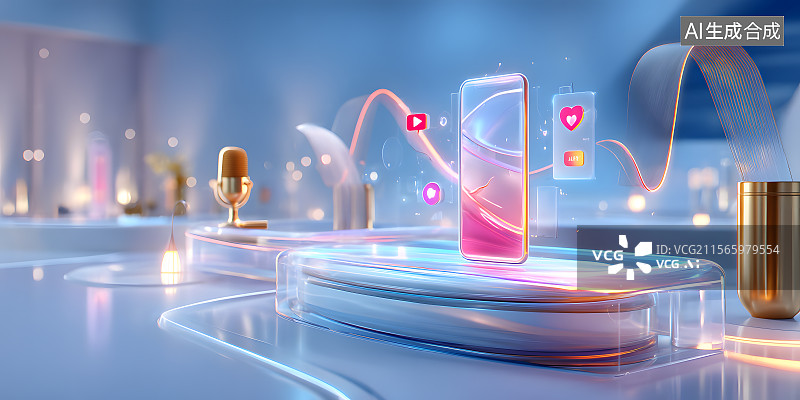 【AI数字艺术】数字科技展台图片素材