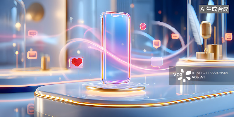 【AI数字艺术】数字科技展台图片素材