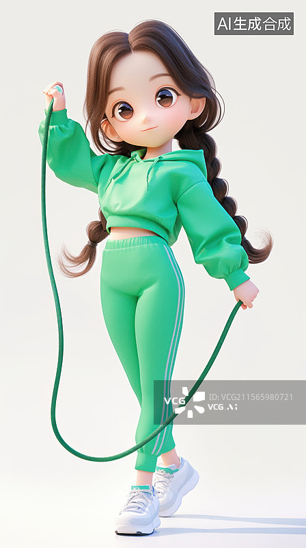 【AI数字艺术】跳绳的女孩图片素材