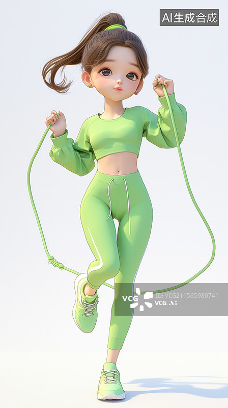 【AI数字艺术】跳绳的女孩图片素材