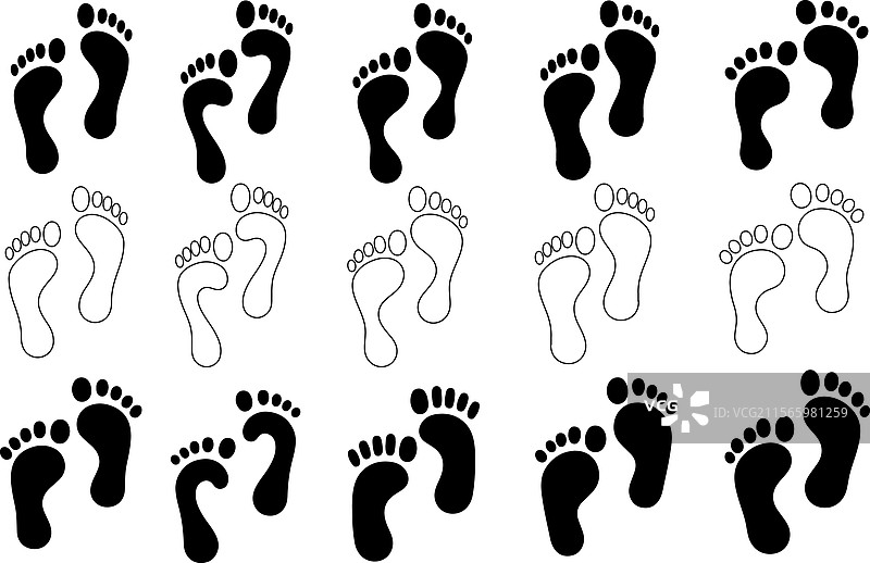 足迹轮廓集合用于追踪图片素材