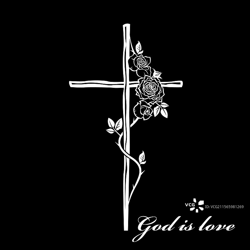 基督教十字架与玫瑰图片素材