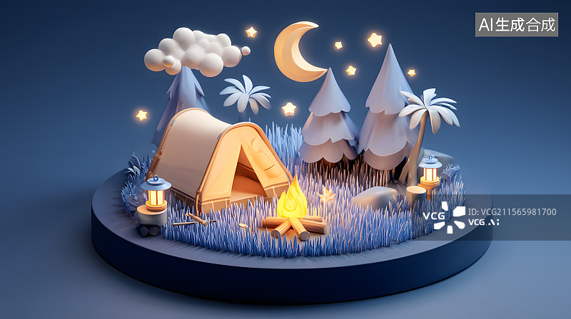 【AI数字艺术】露营星夜图片素材