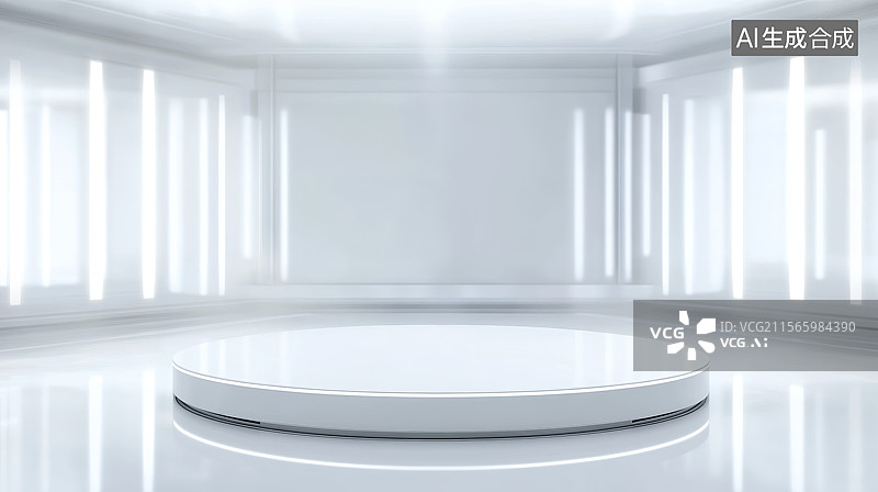 【AI数字艺术】未来感白色圆形平台图片素材