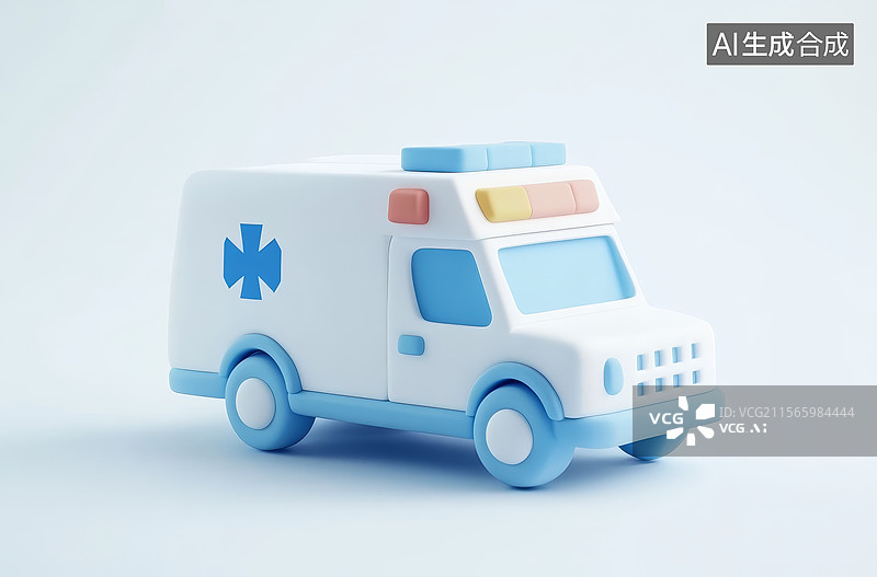 【AI数字艺术】蓝色和白色的救护车玩具模型图片素材