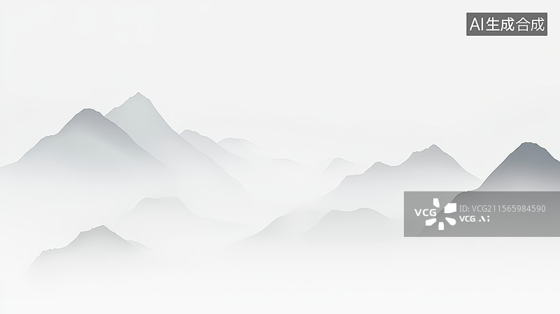 【AI数字艺术】雾中山脉的抽象景观图片素材
