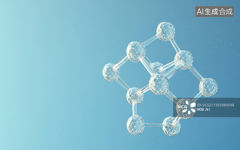 【AI数字艺术】透明分子结构模型图片素材