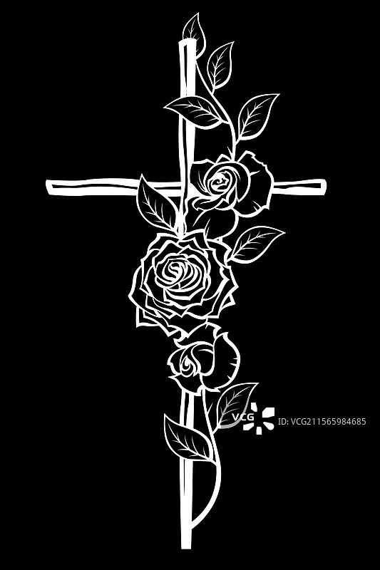 基督教十字架与玫瑰图片素材