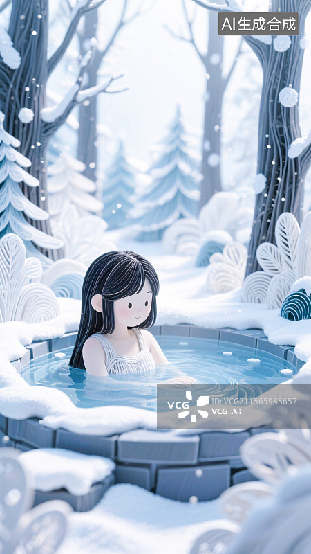 【AI数字艺术】衍纸艺术二十四节气小雪插画图片素材