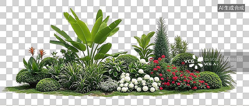 【AI数字艺术】园林造景植物群免抠设计元素图片素材