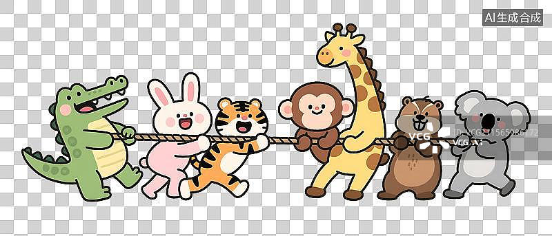 【AI数字艺术】可爱的卡通动物绘本运动主题插画图片素材