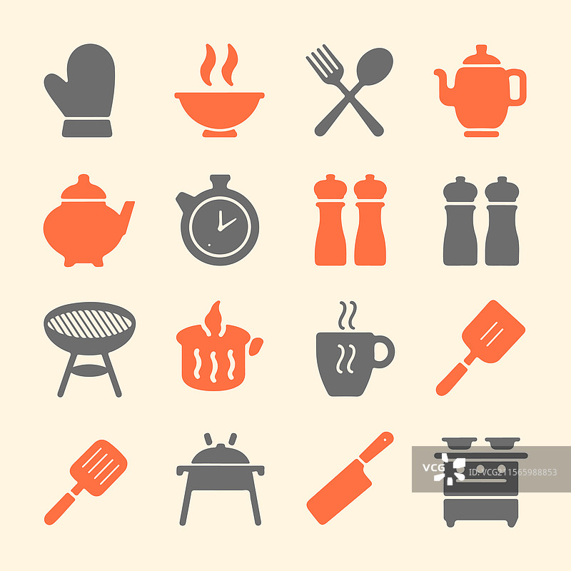 厨房和烹饪图标集图片素材