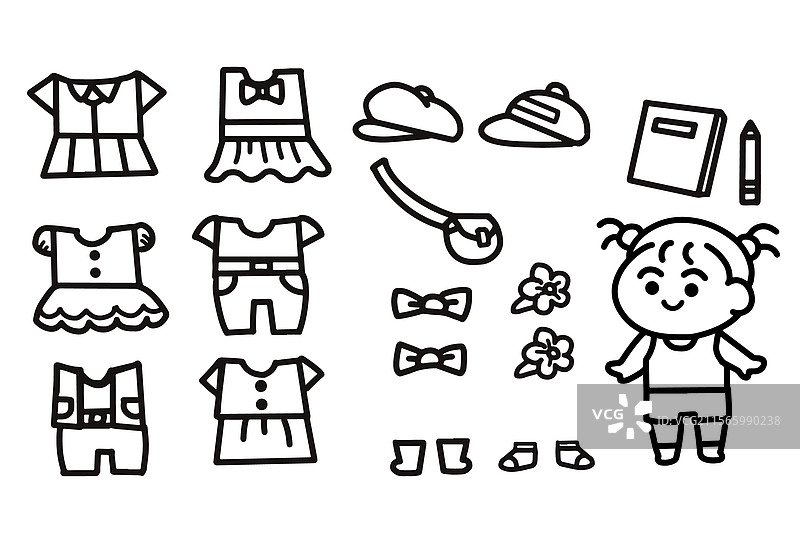 纸娃娃线条艺术图片素材