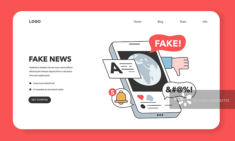 假新闻网页横幅或着陆页操控图片素材